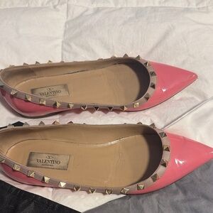 Valentino Pink Patent Rockstud Pointed Toe Flats
